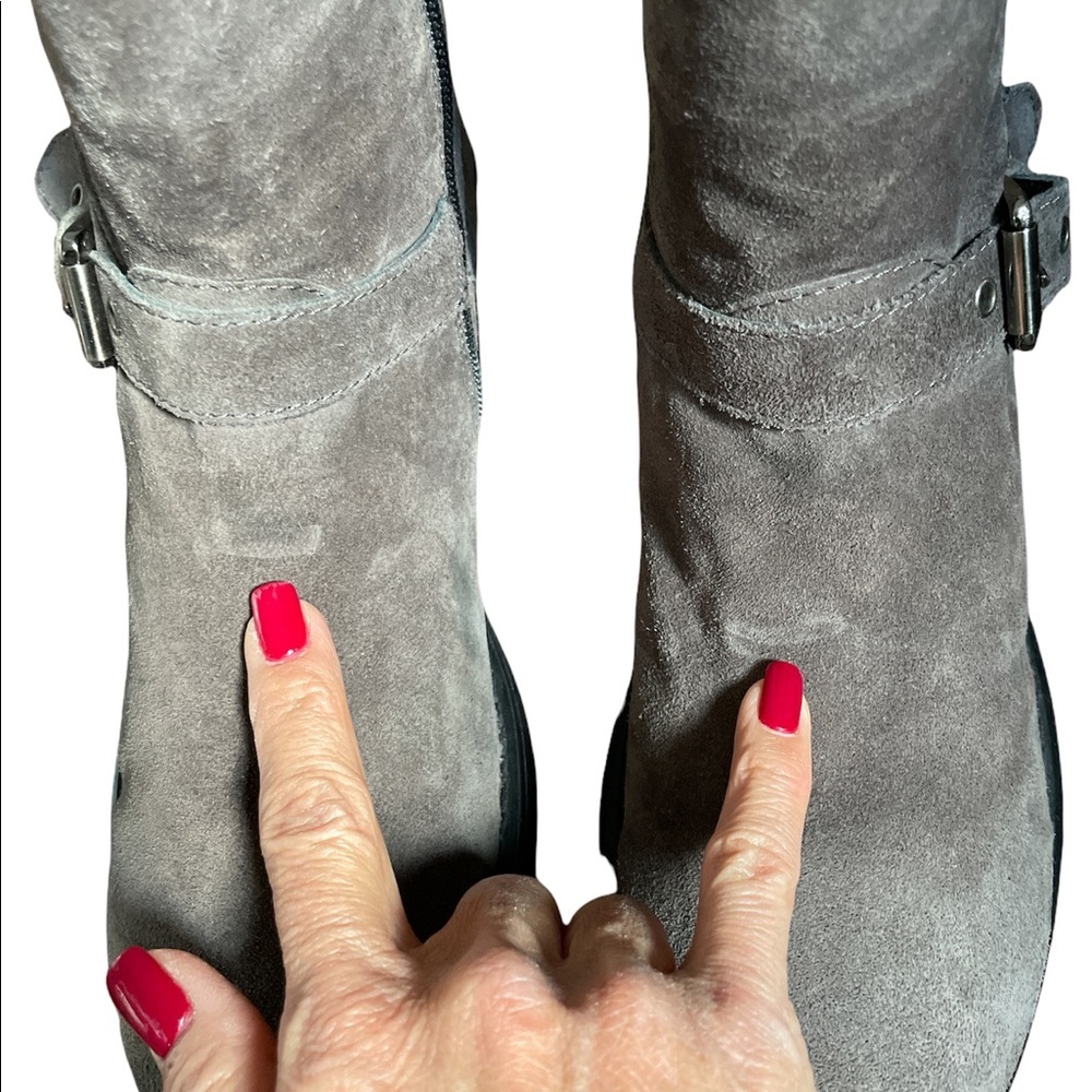 Aquatalia Brown Suede Double Buckle Moto Boots size 10 Made in Italy - Picture 8 of 14